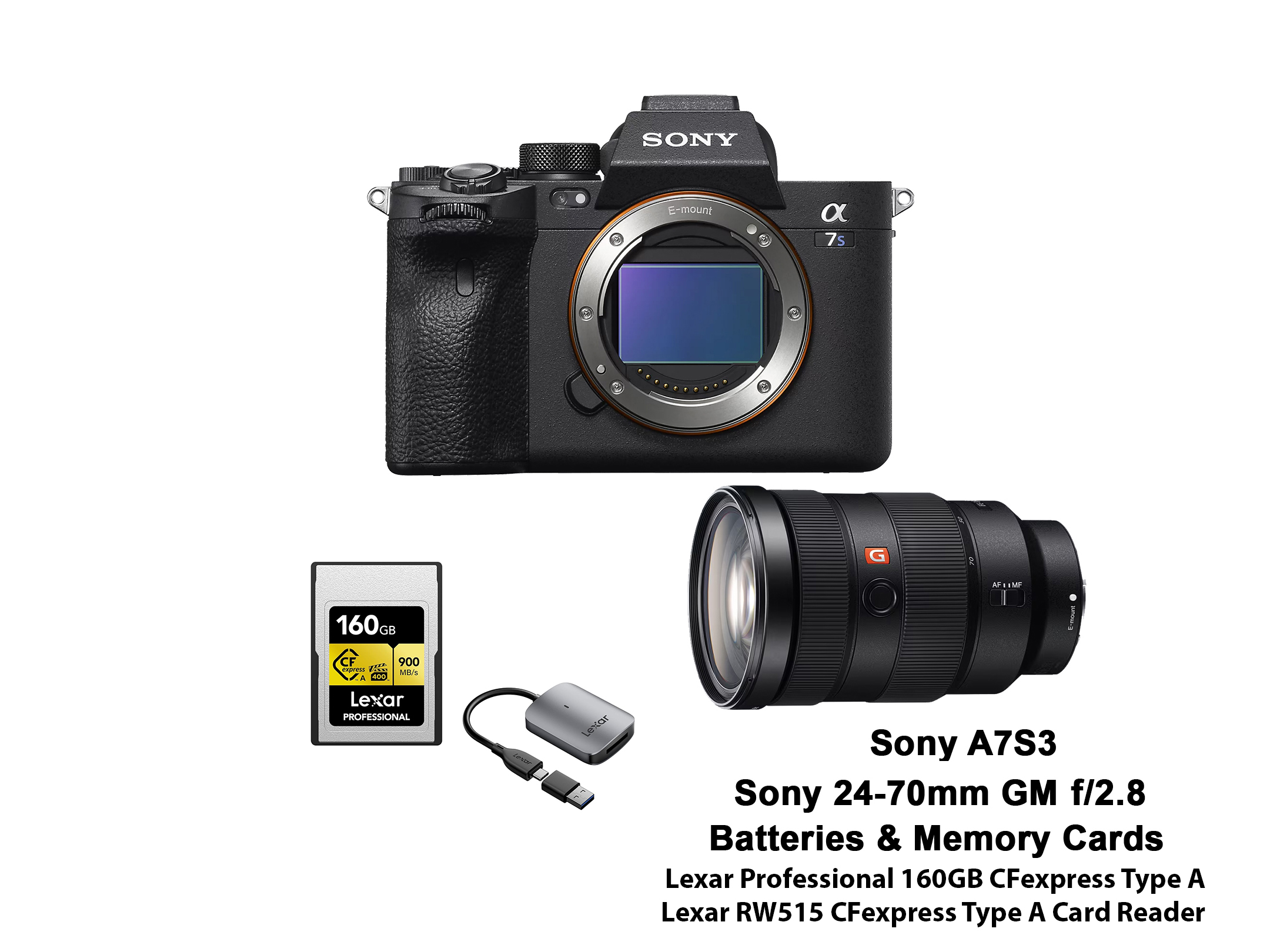 Sony a7s3 / a7siii + sony 24-70 gm f/2.8 + lexar professional 160gb cfexpress