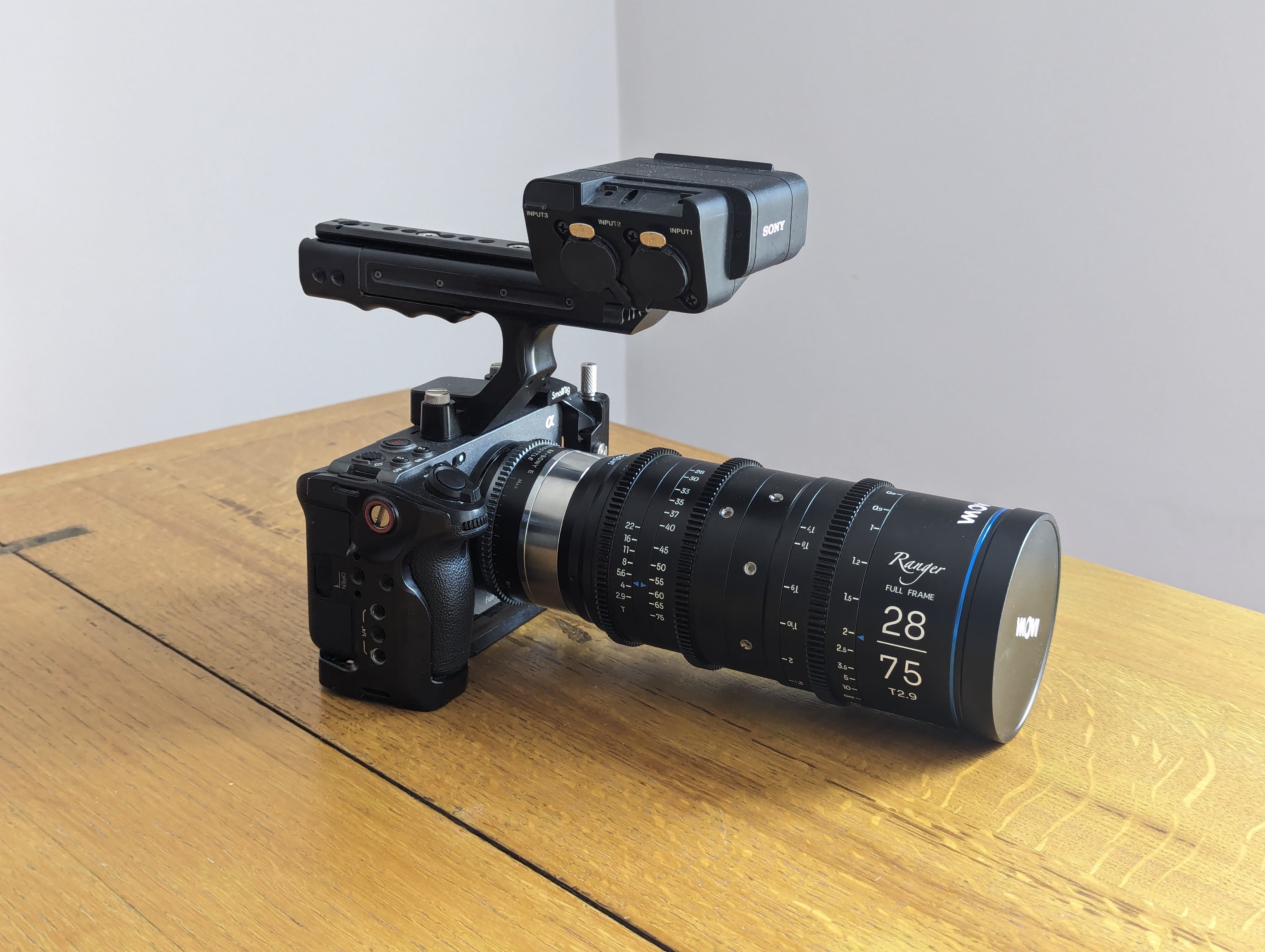 Sony fx3 full-frame camera body, xlr handle & laowa ranger 28 - 75mm full frame cine zoom