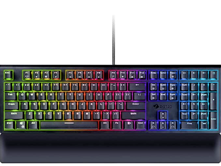 Mechanical gaming keyboard wired usb gaming keyboard 108 keys with customizable rainbow backlit, anti-ghosting, aluminium plate, plug & play, for gamers and typists - us layout