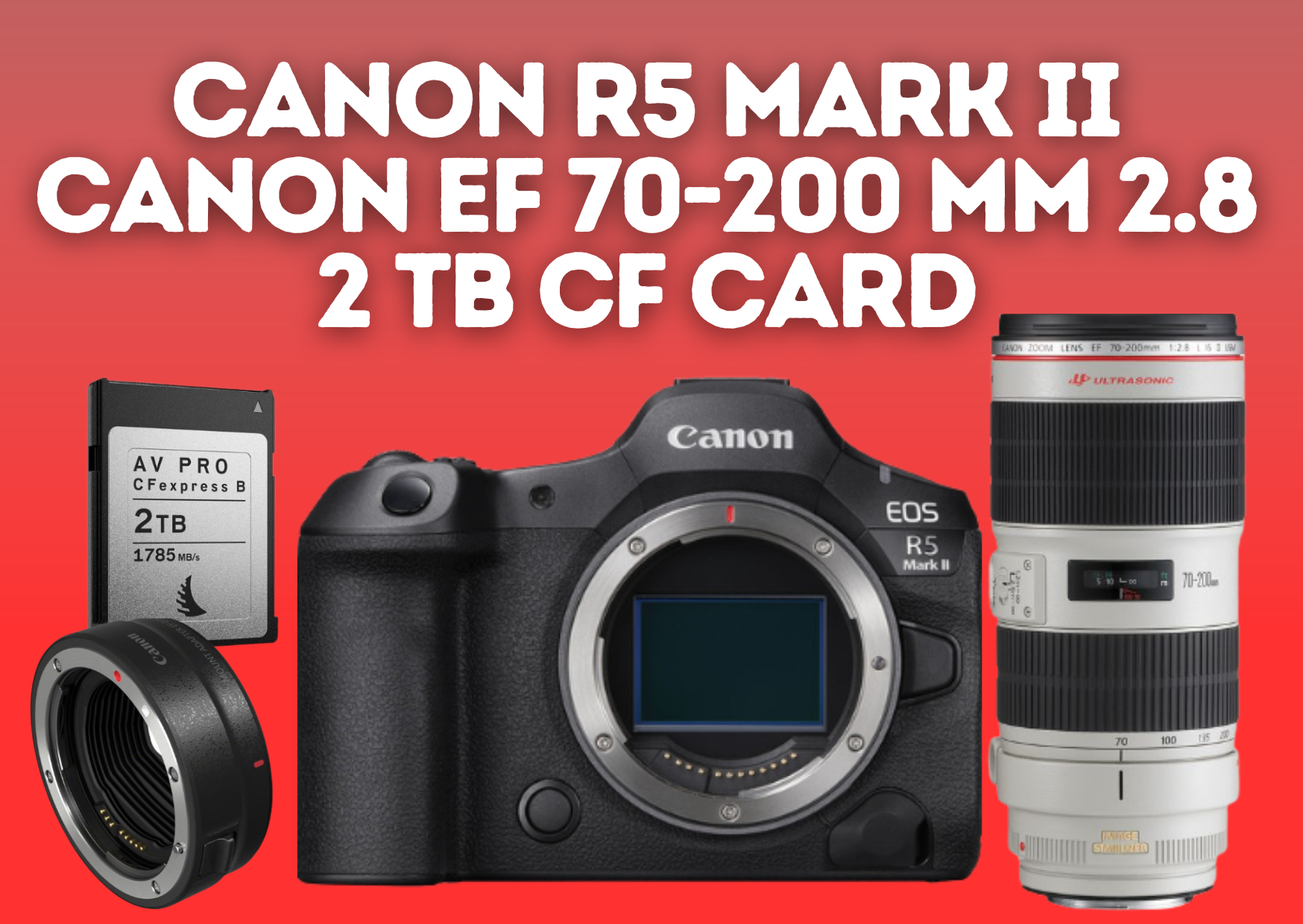 Canon r5 ii + ef 70-200mm 2.8 lens 2 tb cf card