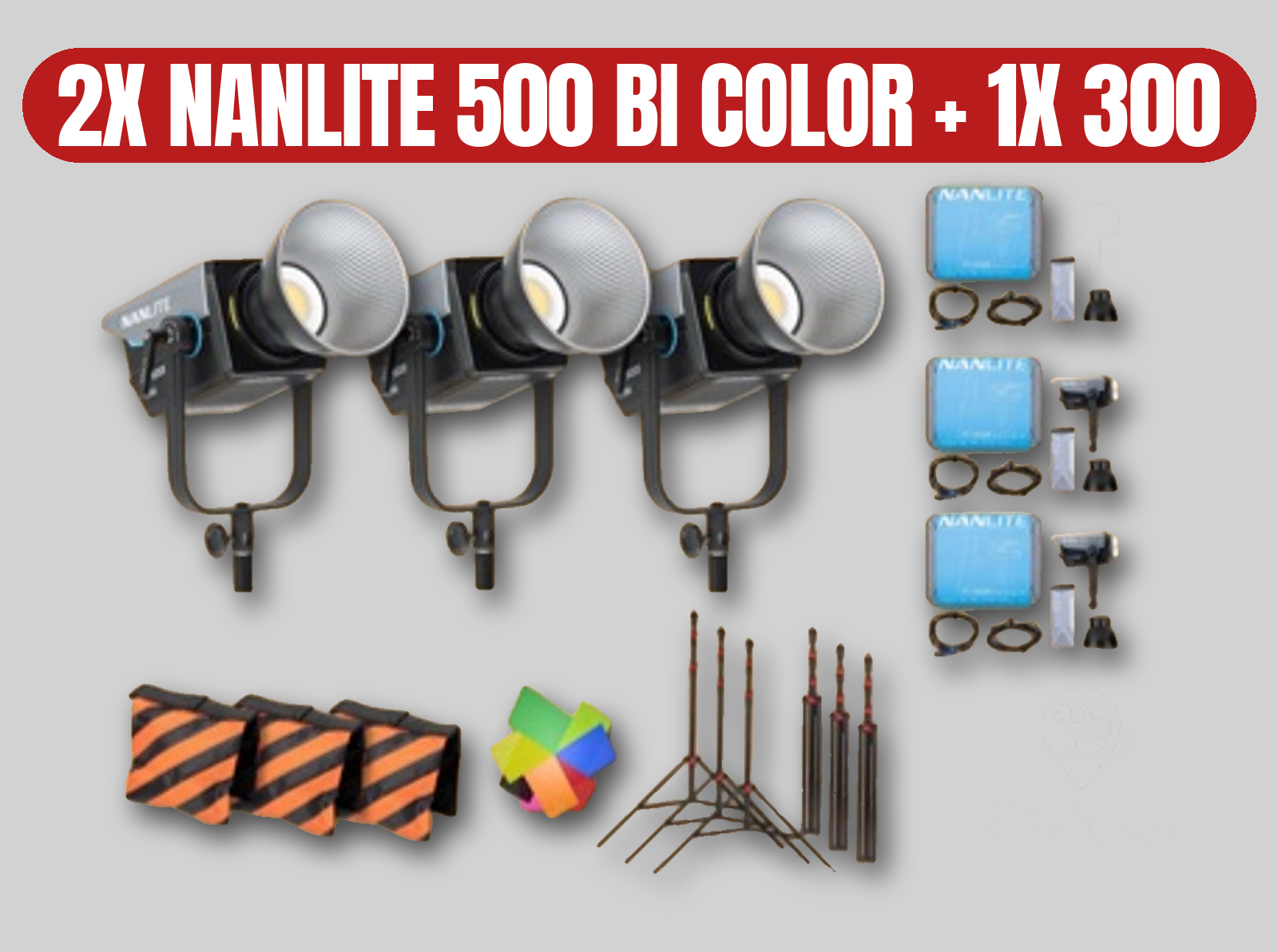 Nanlite 500 bi-color & 300 led lights kit | dmx control | aputure equivalent | 3x stands