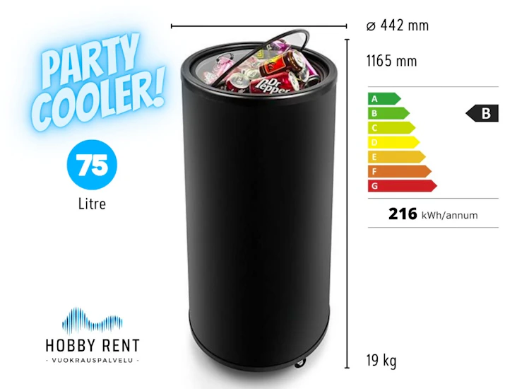 Party cooler 75l - tynnyrijääkaappi musta