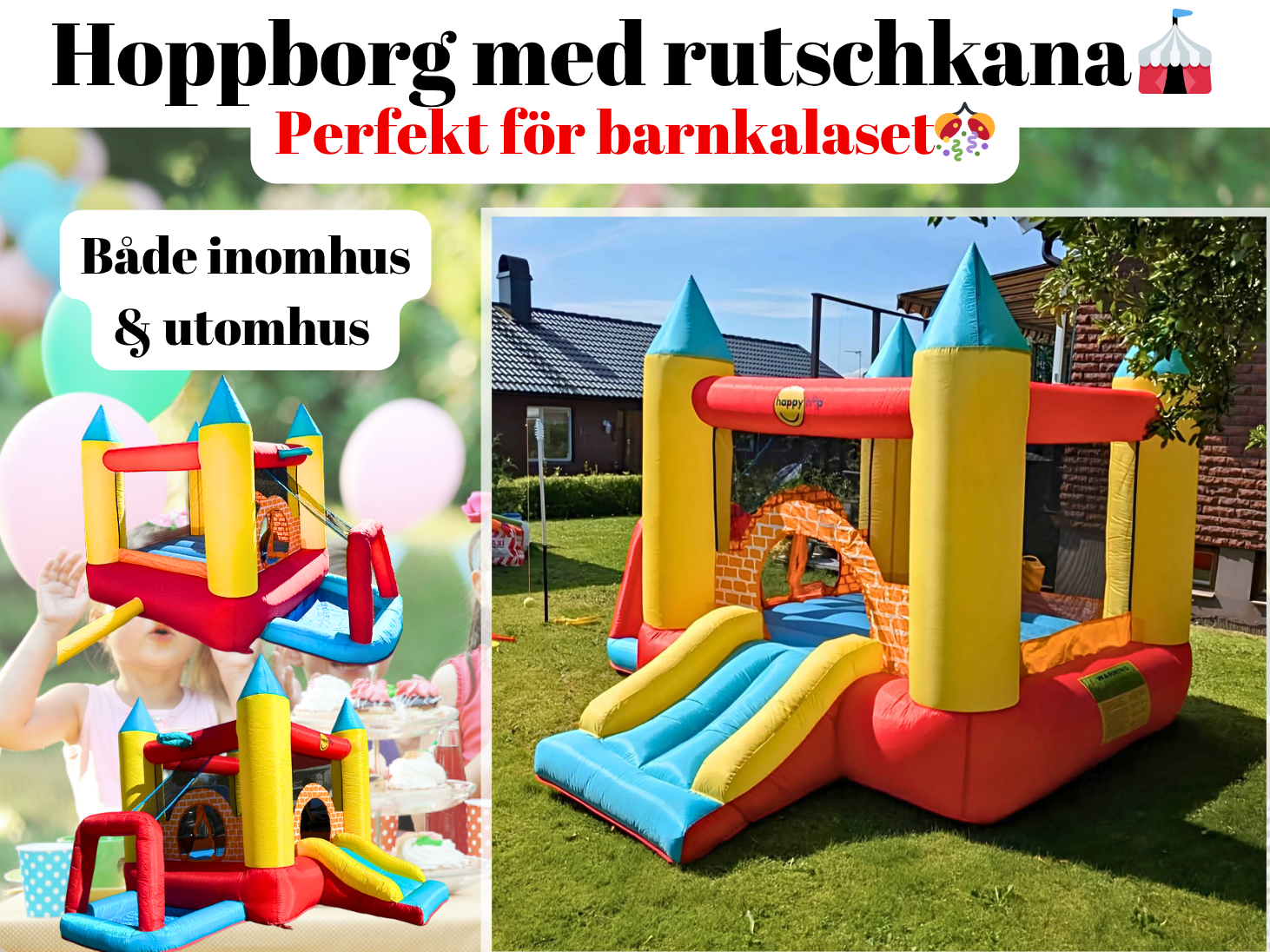 🎉hoppborg med rutschkana – barnens favorit! 🎈
