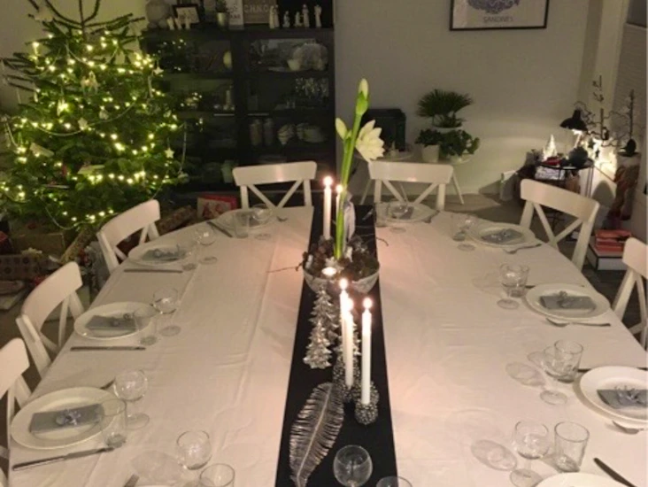 Stor bordplate og 12 stoler