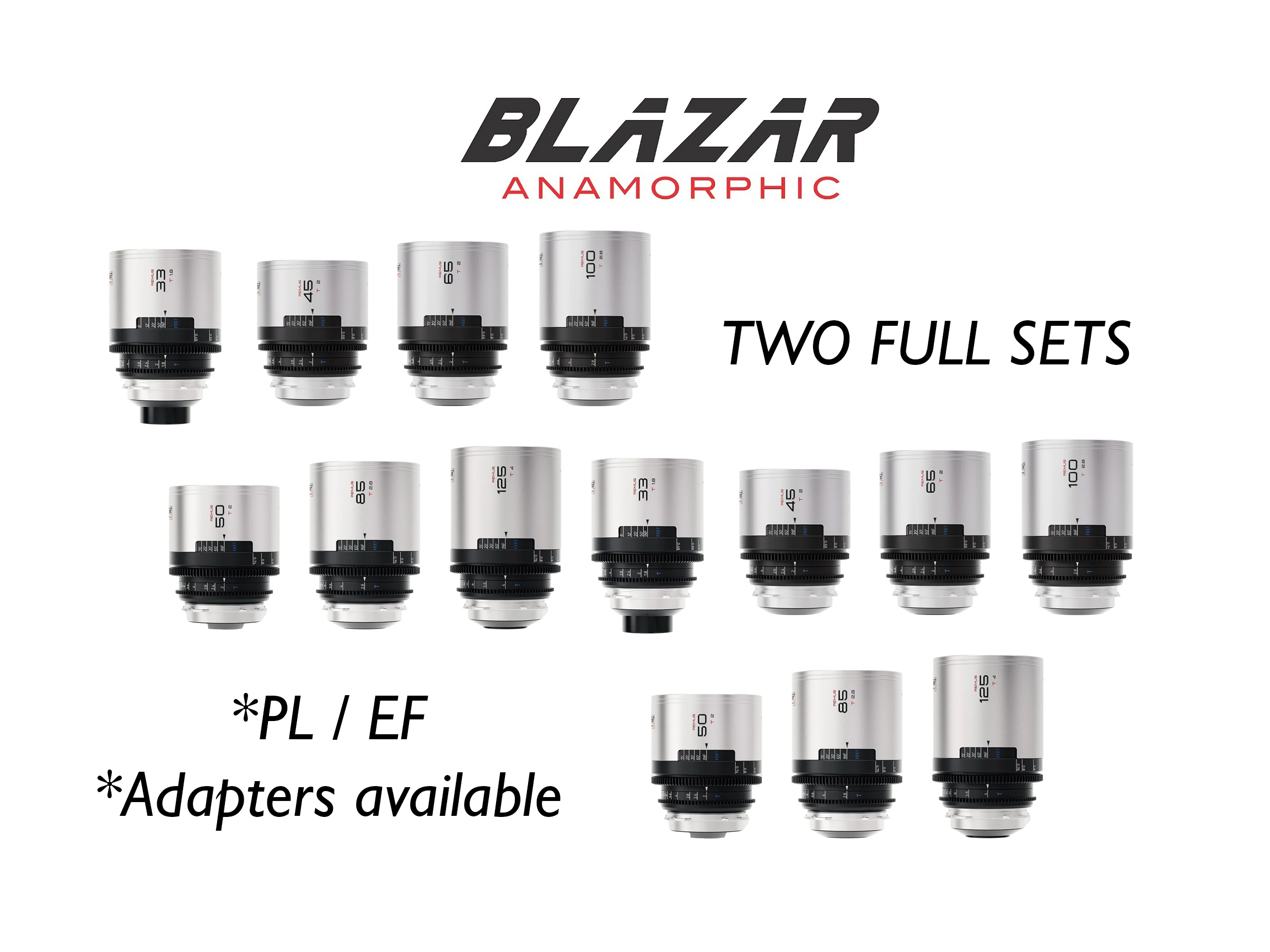 Blazar remus anamorphic 1.5x pl / ef 2 complete sets available