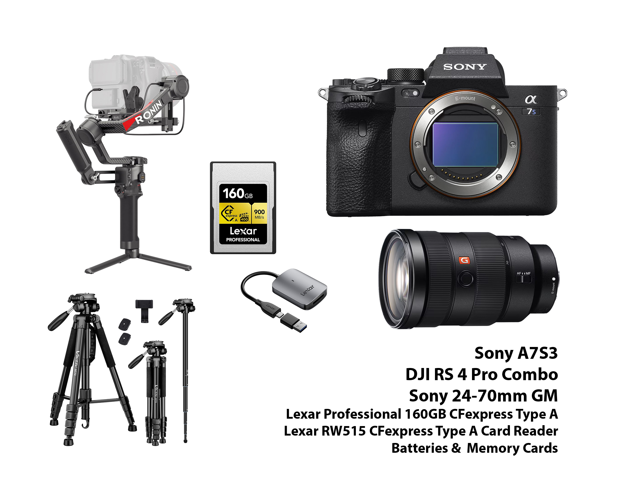 Sony a7s3 / a7siii + dji ronin rs4 pro combo + sony 24-70 gm + lexar