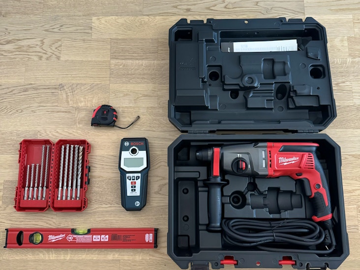 Milwaukee poravasara, teräsarja, rakenneilmaisin, vesivaaka