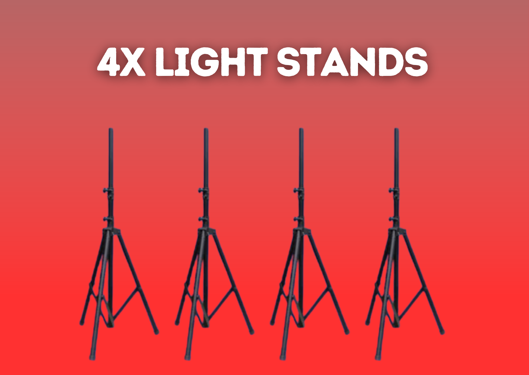 4x light stand tripod, 1.2 - 2.8m