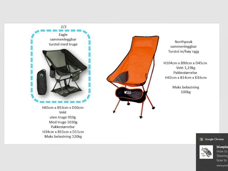 Stol - sammenleggbare - eagle m/truge - 2/2