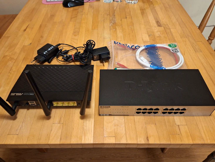 Asus router och gigabit switch