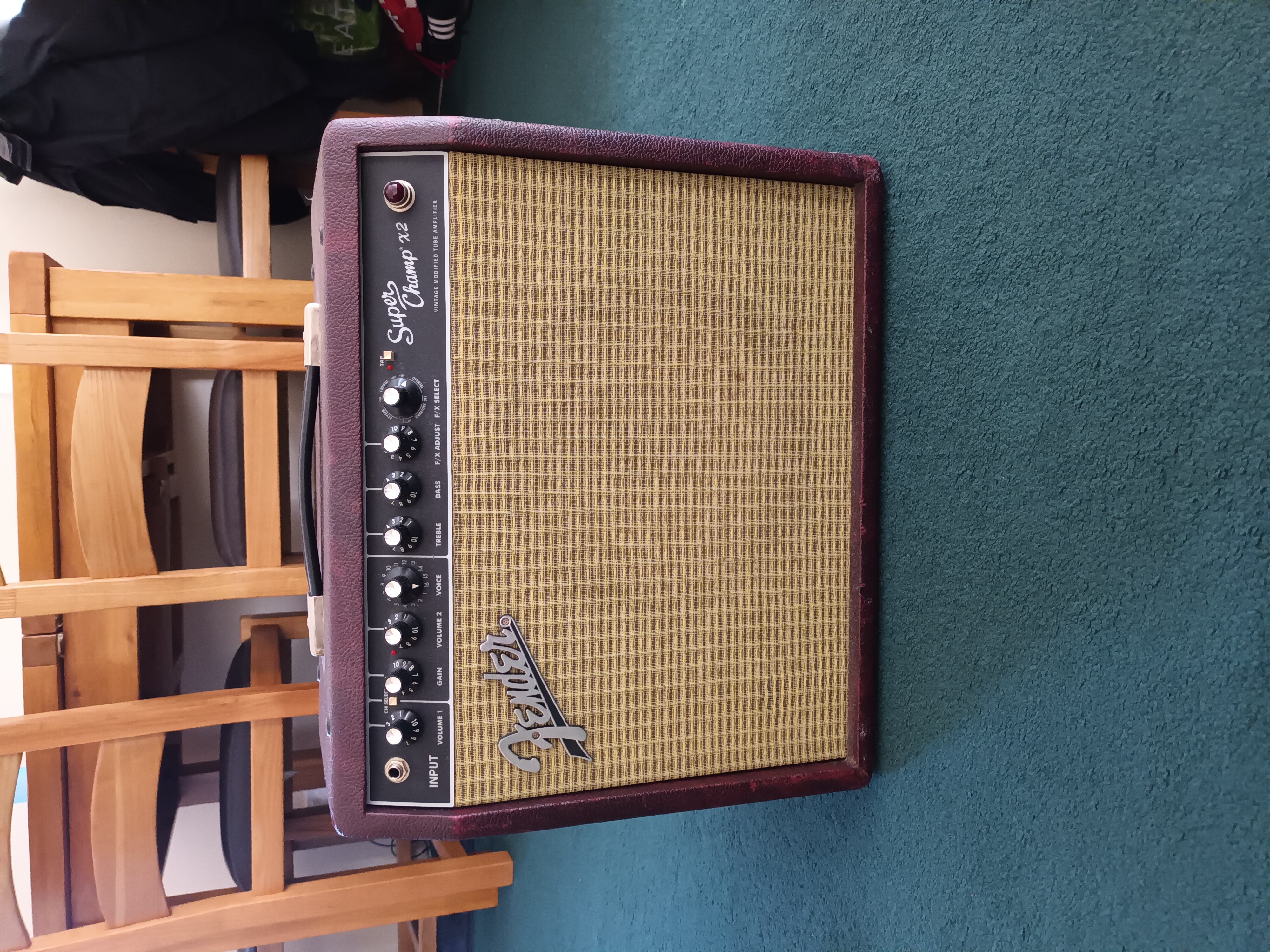 Fender super champ x2 valve amplifier in wine red