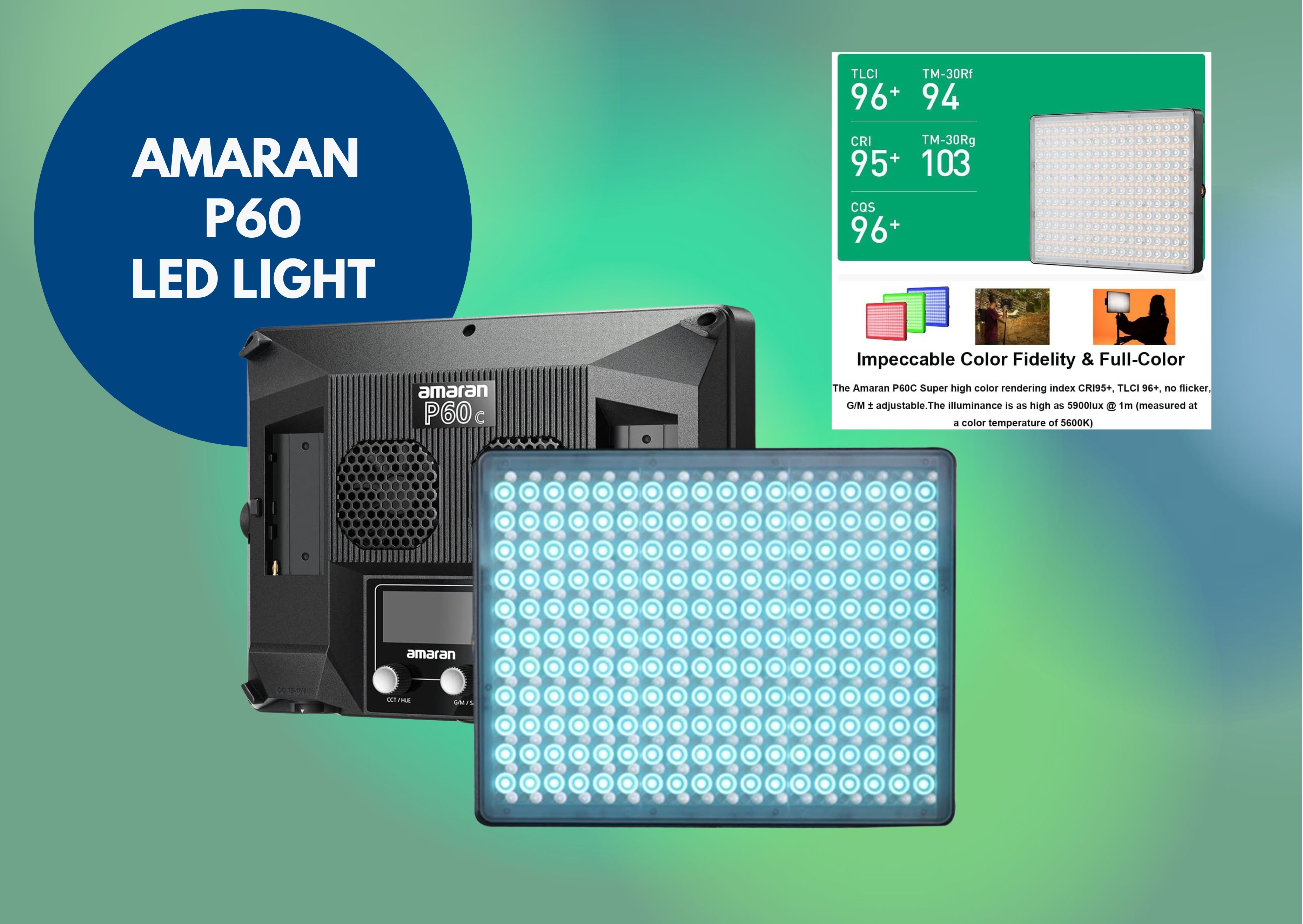 Aputure amaran p60c - rgb full color video light led panel