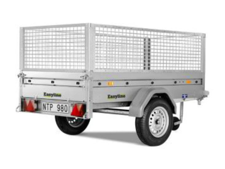 Litet smidigt släp med galler.