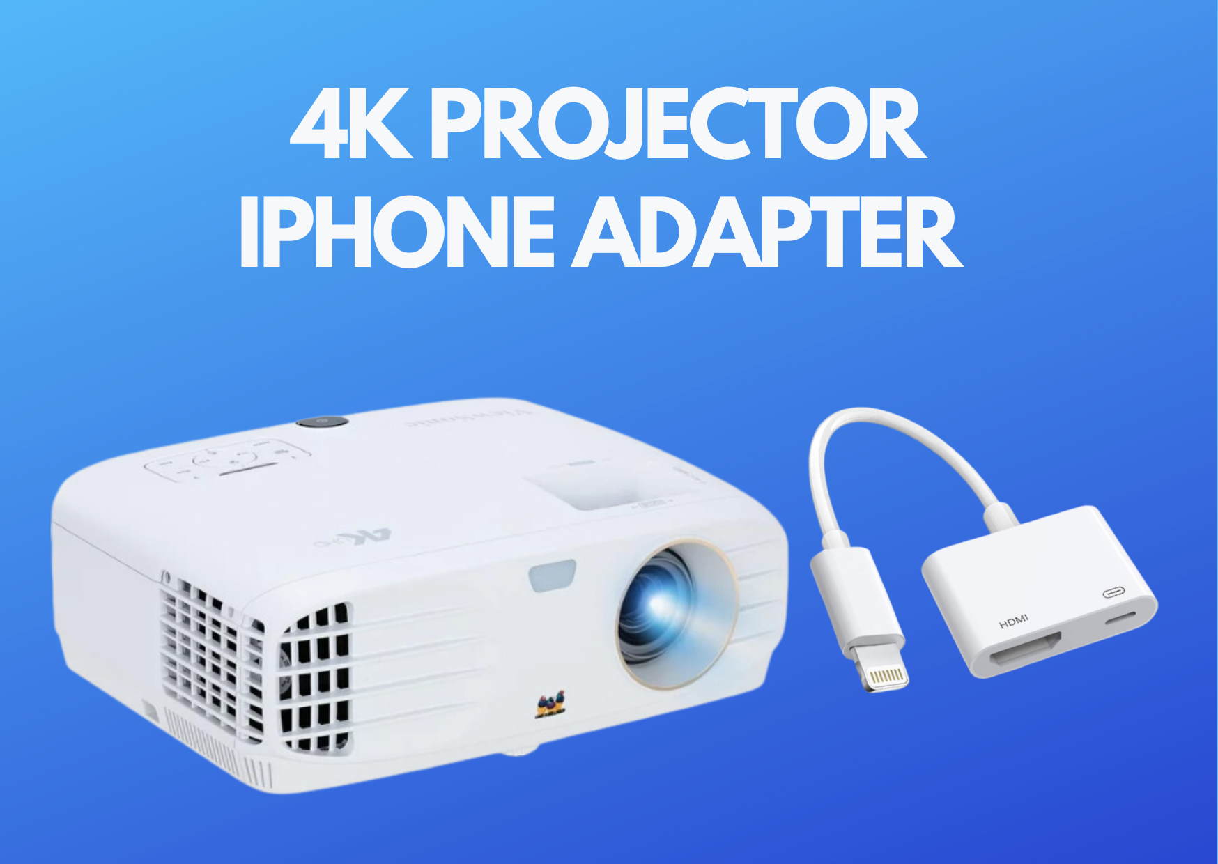 4k projector- viewsonic px747 4k home cinema  3500 lumens + phone adapter iphone
