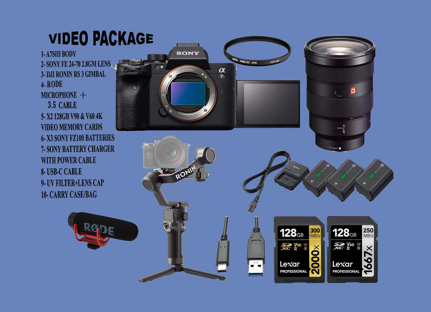 Sony a7s iii , sony a7siii sony a7s 3 , with lens & dji rs 3-axis gimbal new