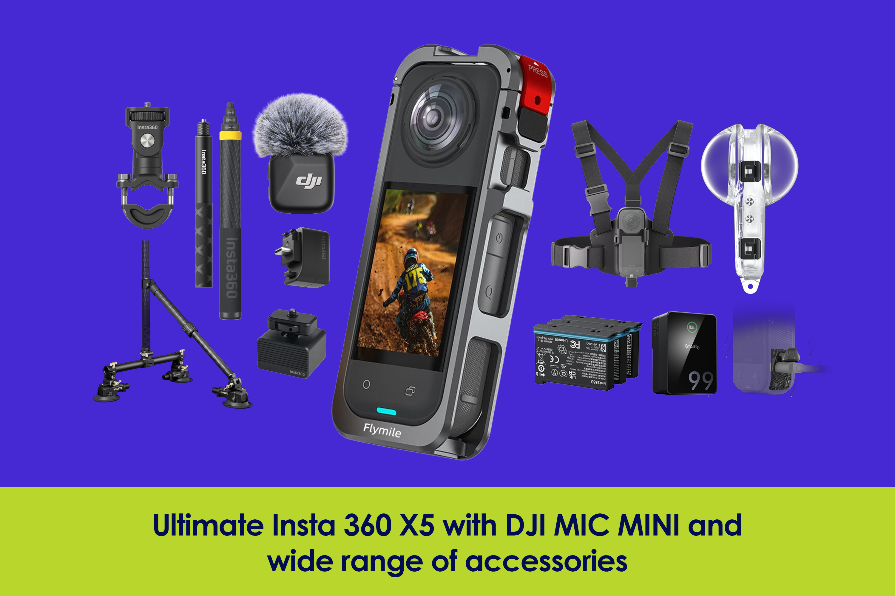 Ultimate insta360 x5 / insta 360 x5 bundle with dji mic mini + all accessories 