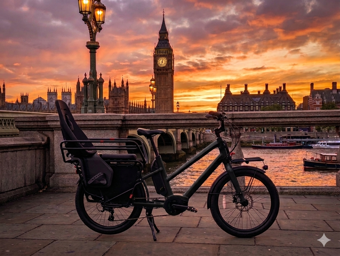 Benno boost @ london bridge or @ battersea power station - electric longtail cargo bike for family or cargo use peddle assist