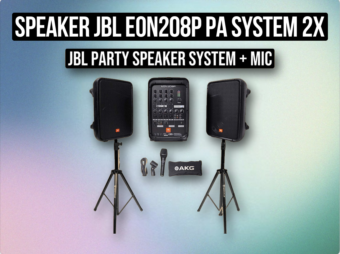 Speaker jbl eon208p pa system 2x + stands + 2x mics