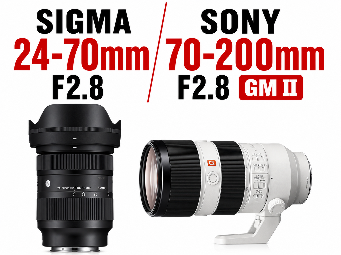 Sony 70-200, f/2.8 gm ii oss and sigma 24-70mm sony e-fit