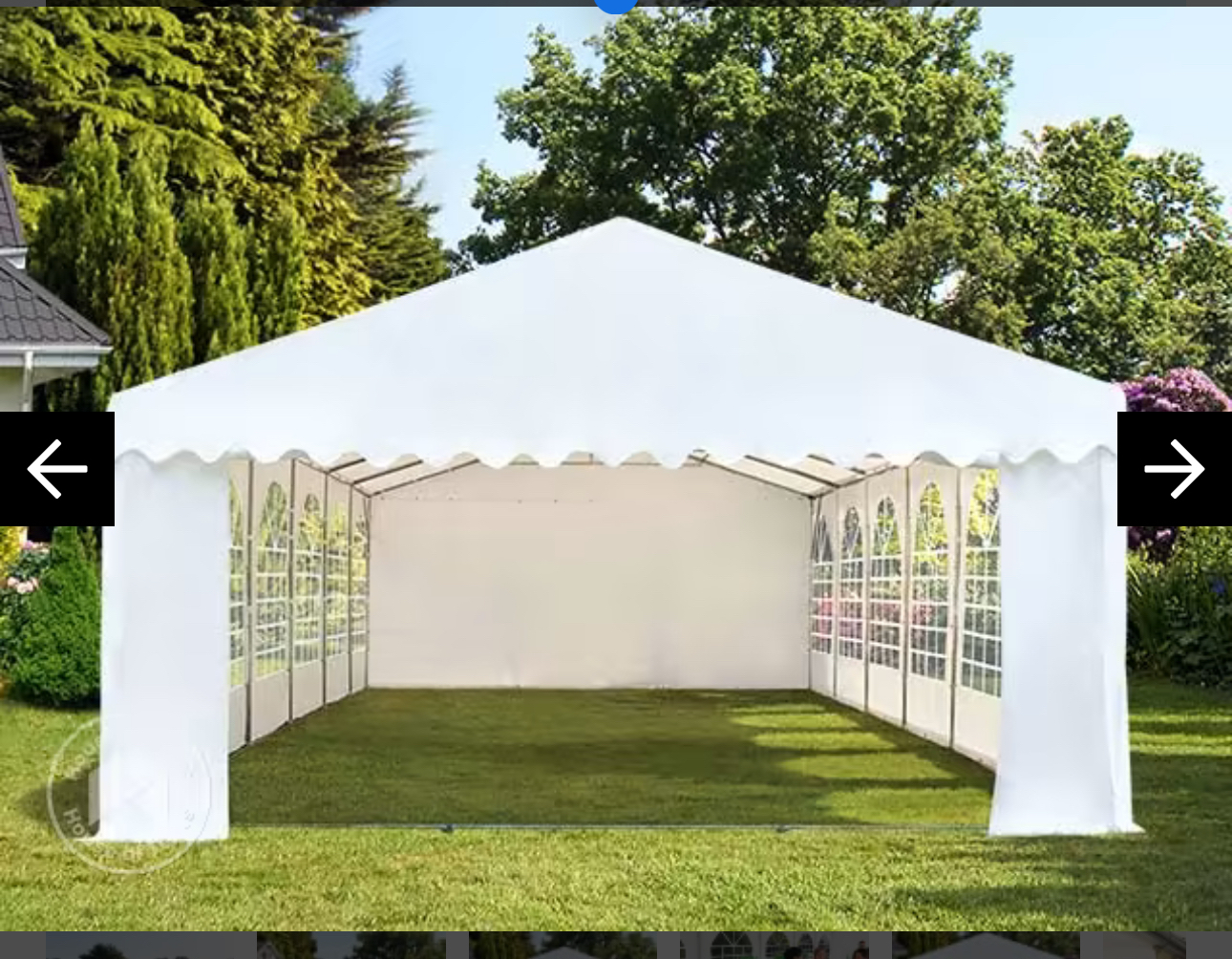 6x10 marquee / party tent w. ground frame, pvc 750, white 