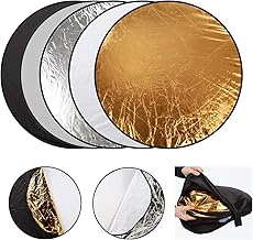 110 cm portable 5-in-1 collapsible light reflector studio photography multi round disc light reflector, translucent, silver, gold, white, and black 