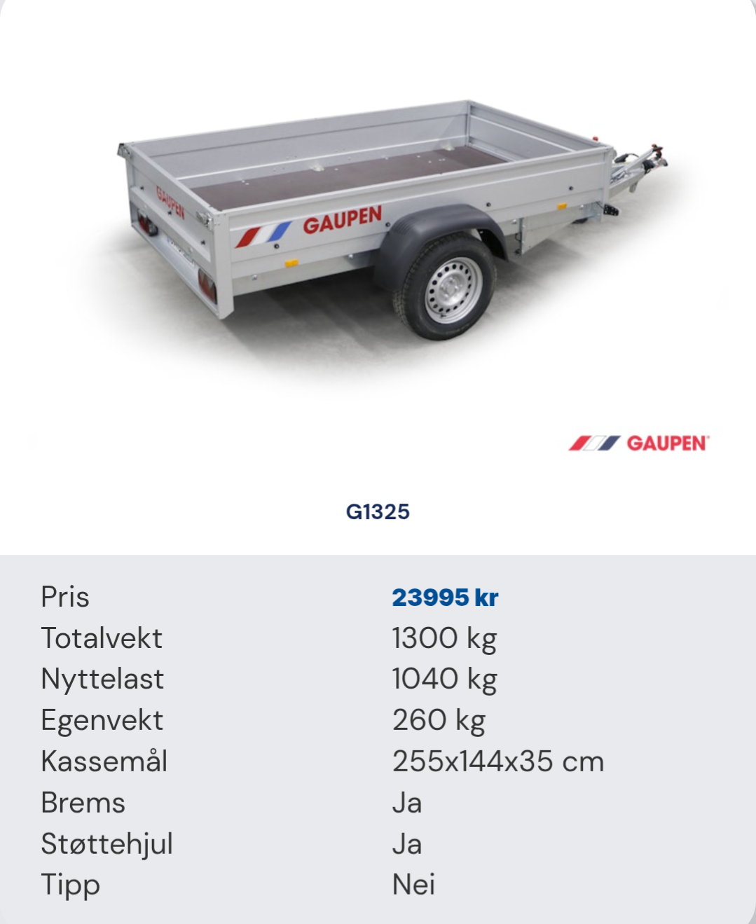 Tilhenger til leie