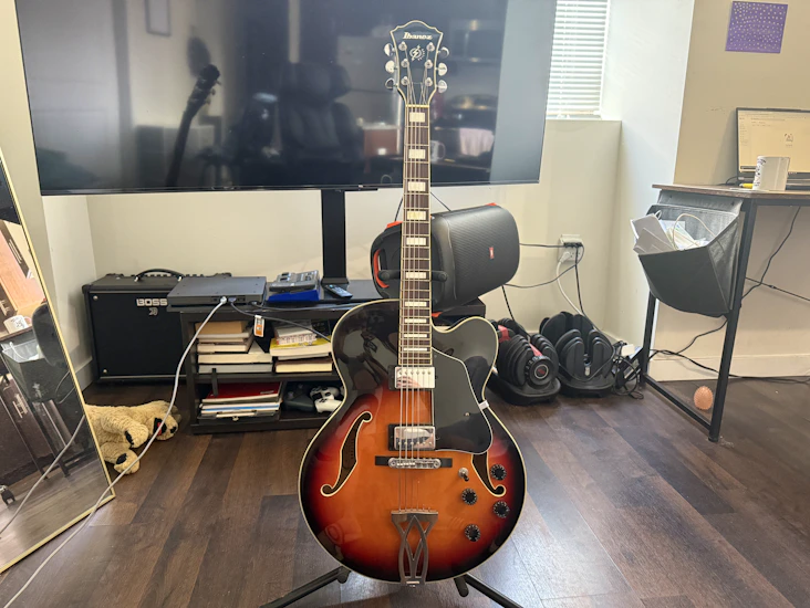 Ibanez artcore af75 sunburst – hollow body guitar rental (jersey city)