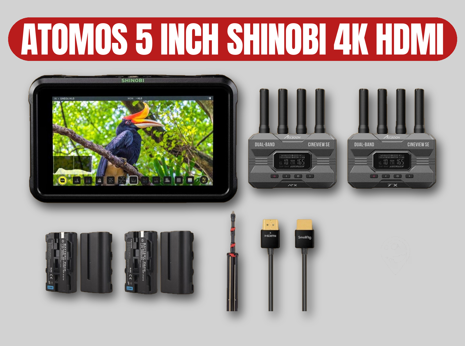 Atomos shinobi 5-inch 4k hdmi monitor | accsoon cineview video transmitter / image system / teradek / batteries