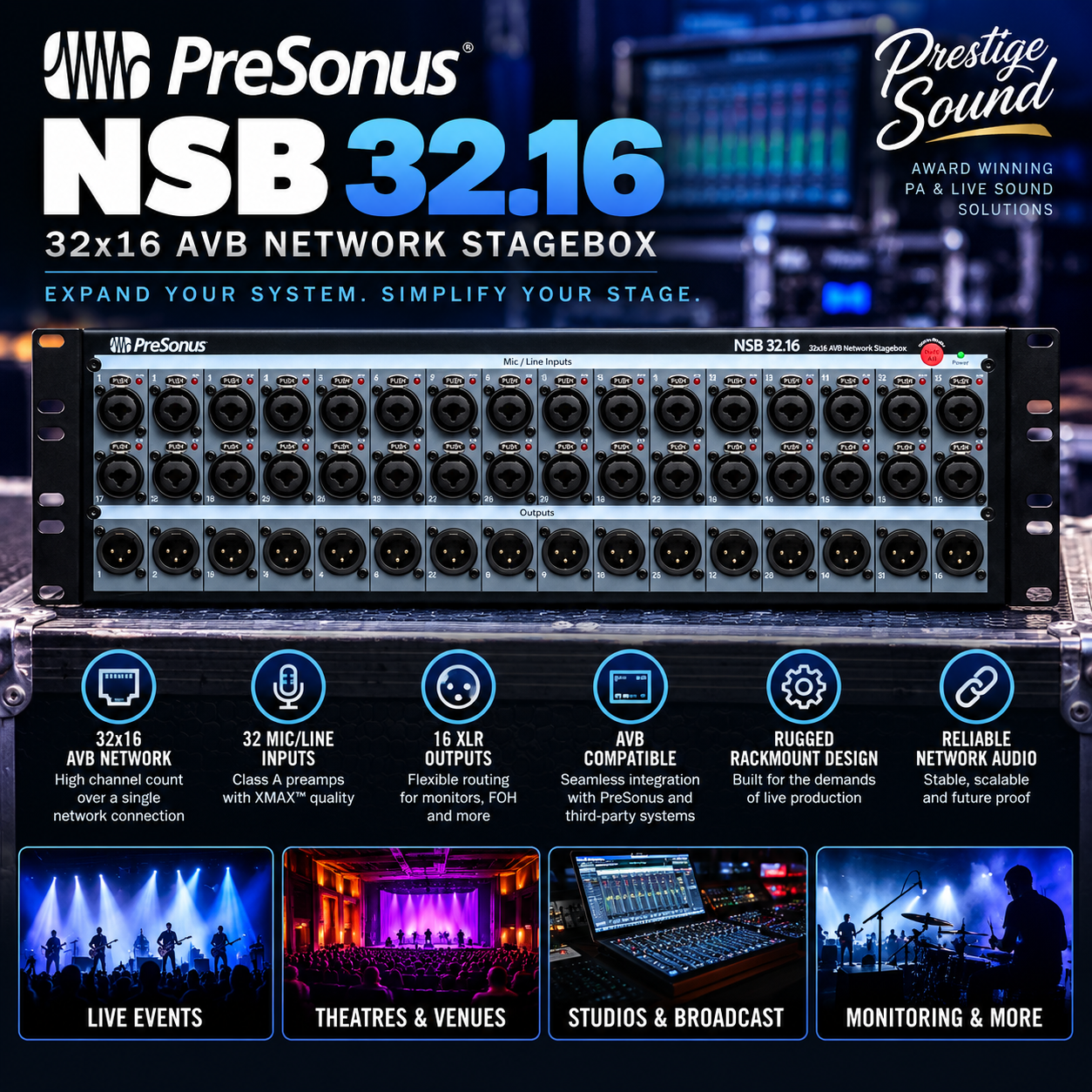 Presonus avb 32 channel stagebox (cat6)