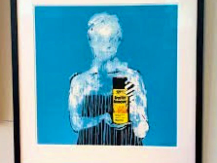 Innrammet street art, gatekunst av dolk