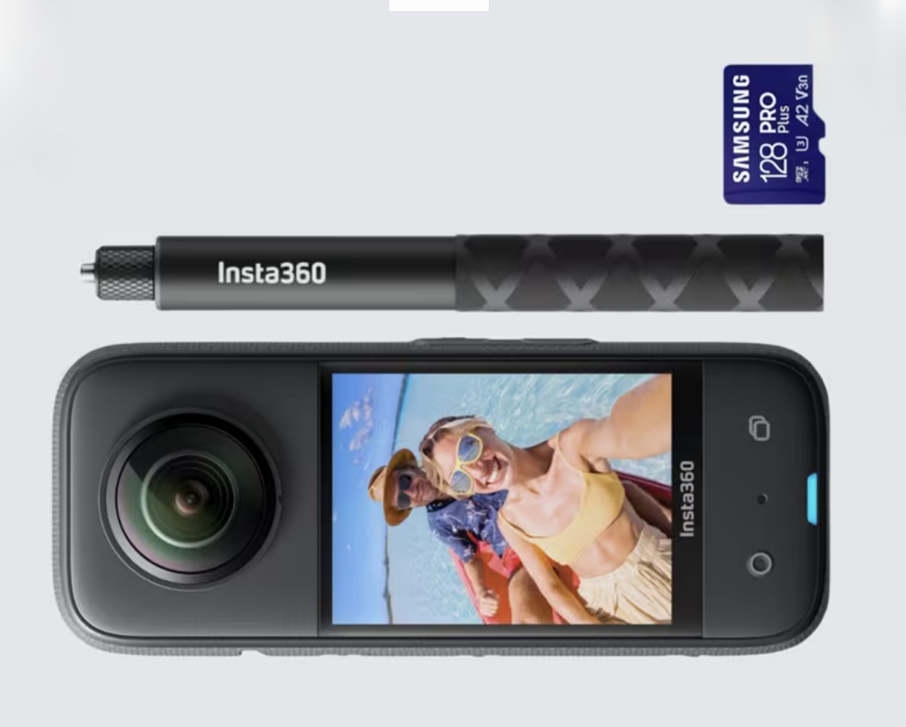 Insta 360 x3 with invisible stick  3 batteries 128gb memory card 
