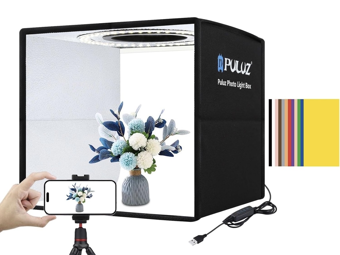 Puluz mini light box – 25cm portable photo studio with led lights & 6