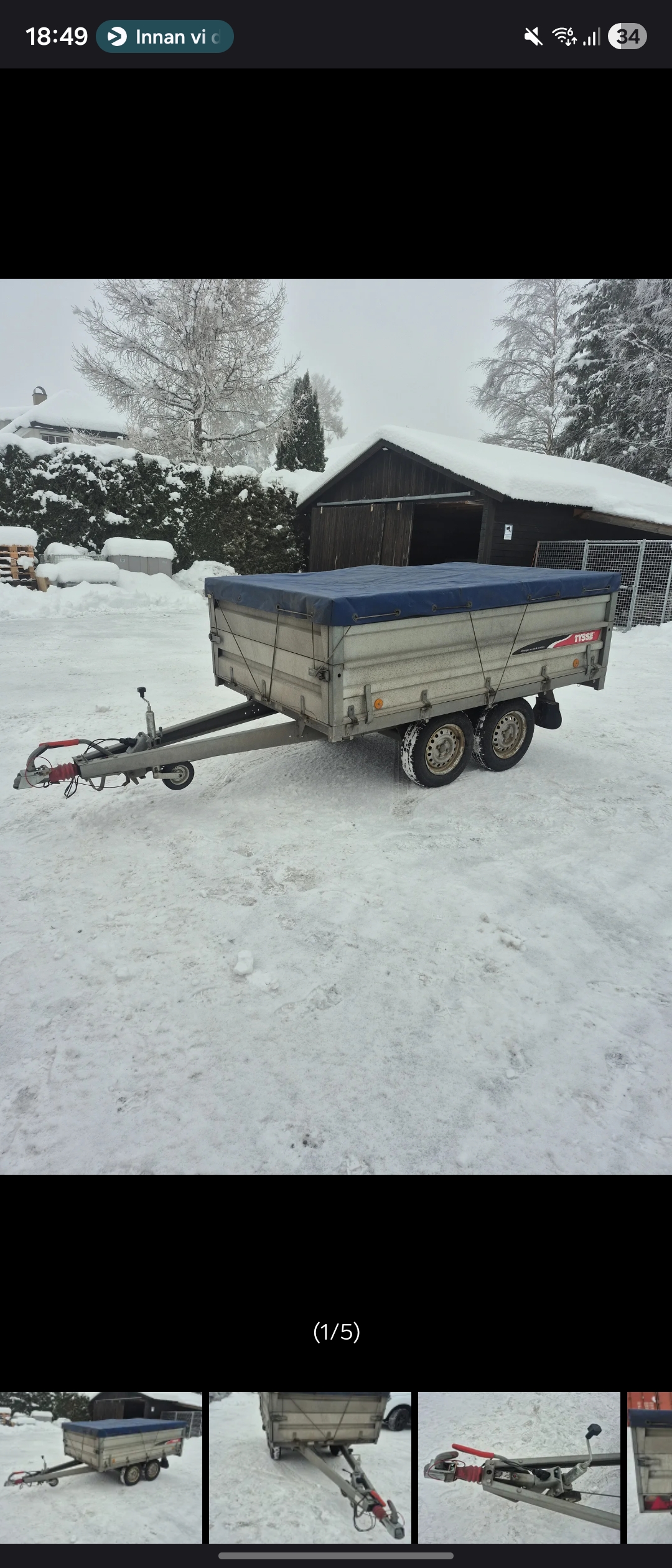 Solid varehenger, boggi 2 tonn med presenning