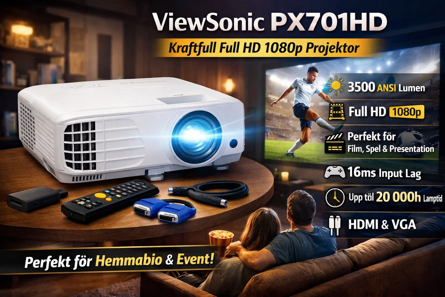 🎥 viewsonic px701hd – kraftfull full hd-projektor (3 500 ansi lumen)
