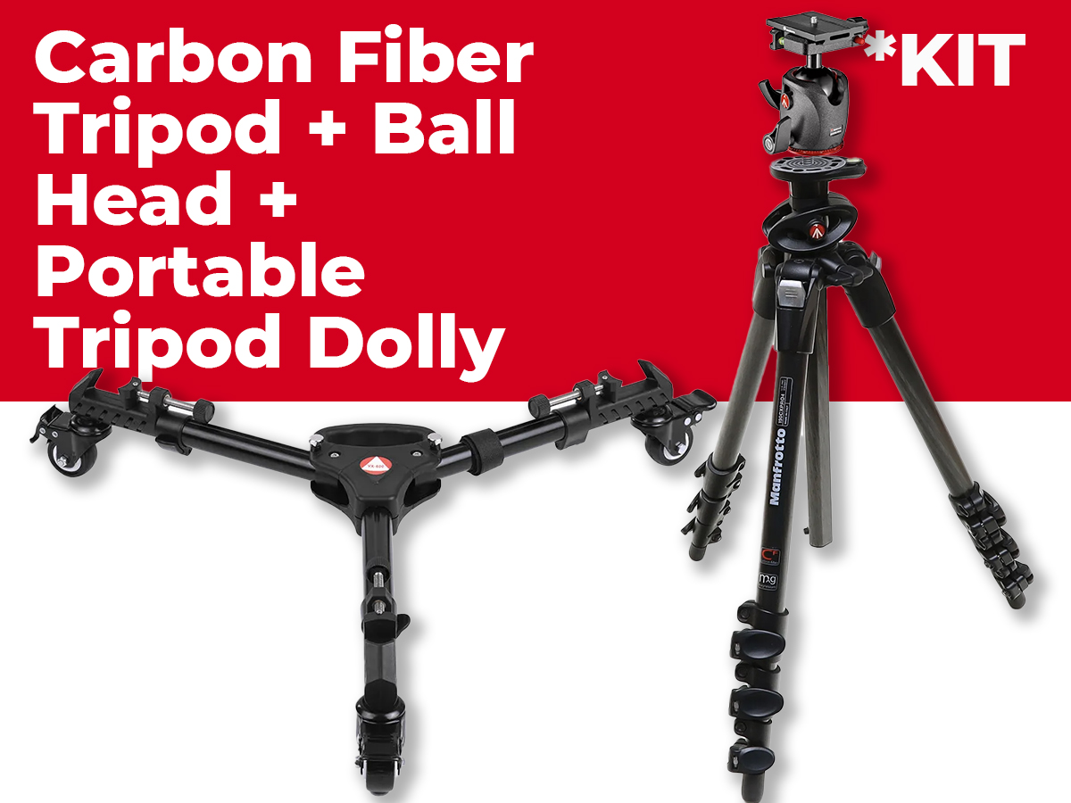 Carbon fiber tripod + portable tripod dolly