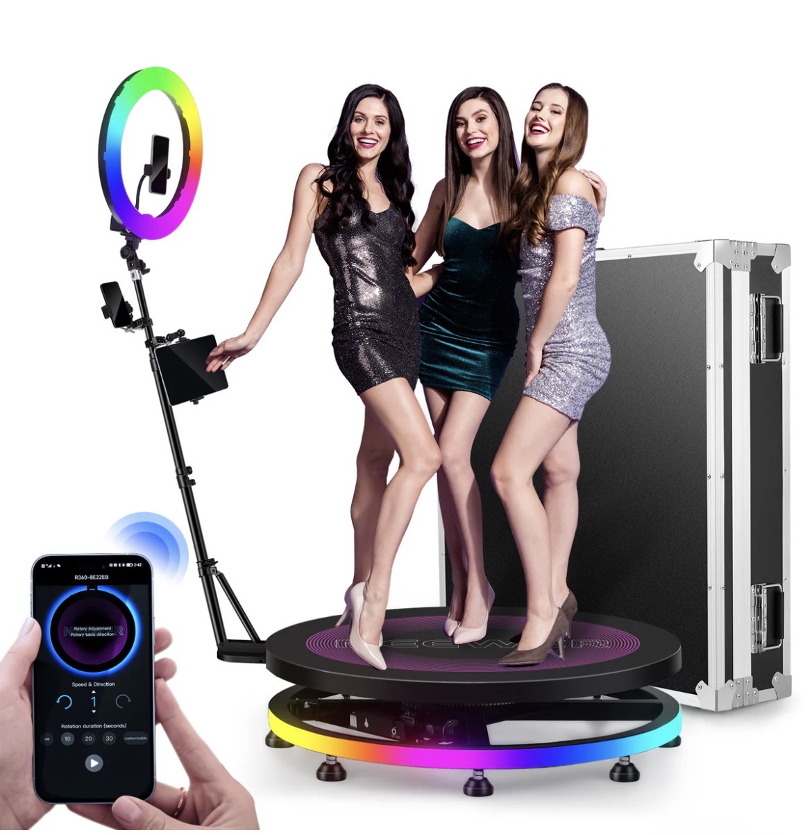 Roterande 360° foto- & videobås – perfekt för bröllop, fest & event