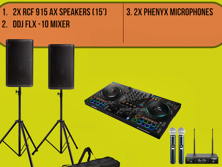 Pioneer ddj flx-10 + 2x rcf 915 speakers