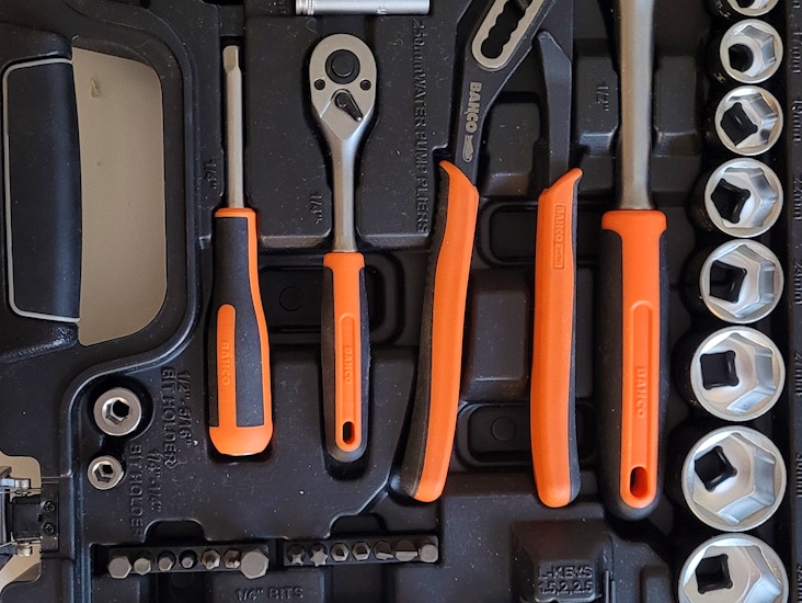 Bahco verktøykasse m/skrutrekker, shifte nøklertang