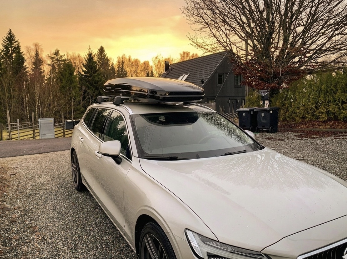 Hyr testvinnaren! packline nx premium xl – inkl. v60-räcke. hänger i tak, bara att backa under bilen. inga tunga lyft!