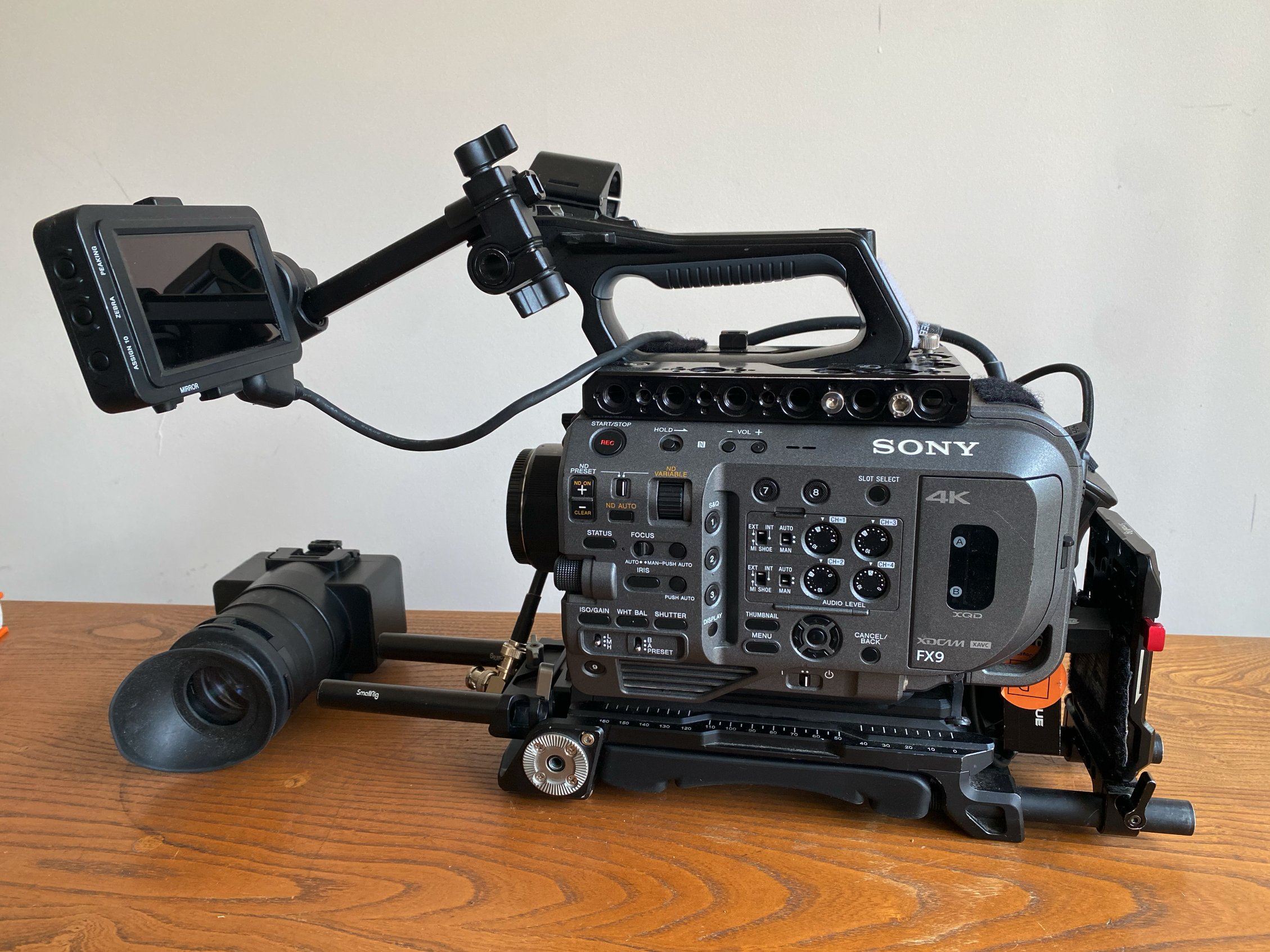 Sony fx9 with cards and rig (batteries not included but see packages on my page for options)