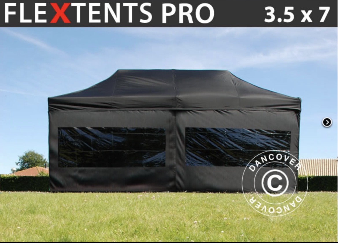 Snabbtält flextents pro 3,5×7 m – svart