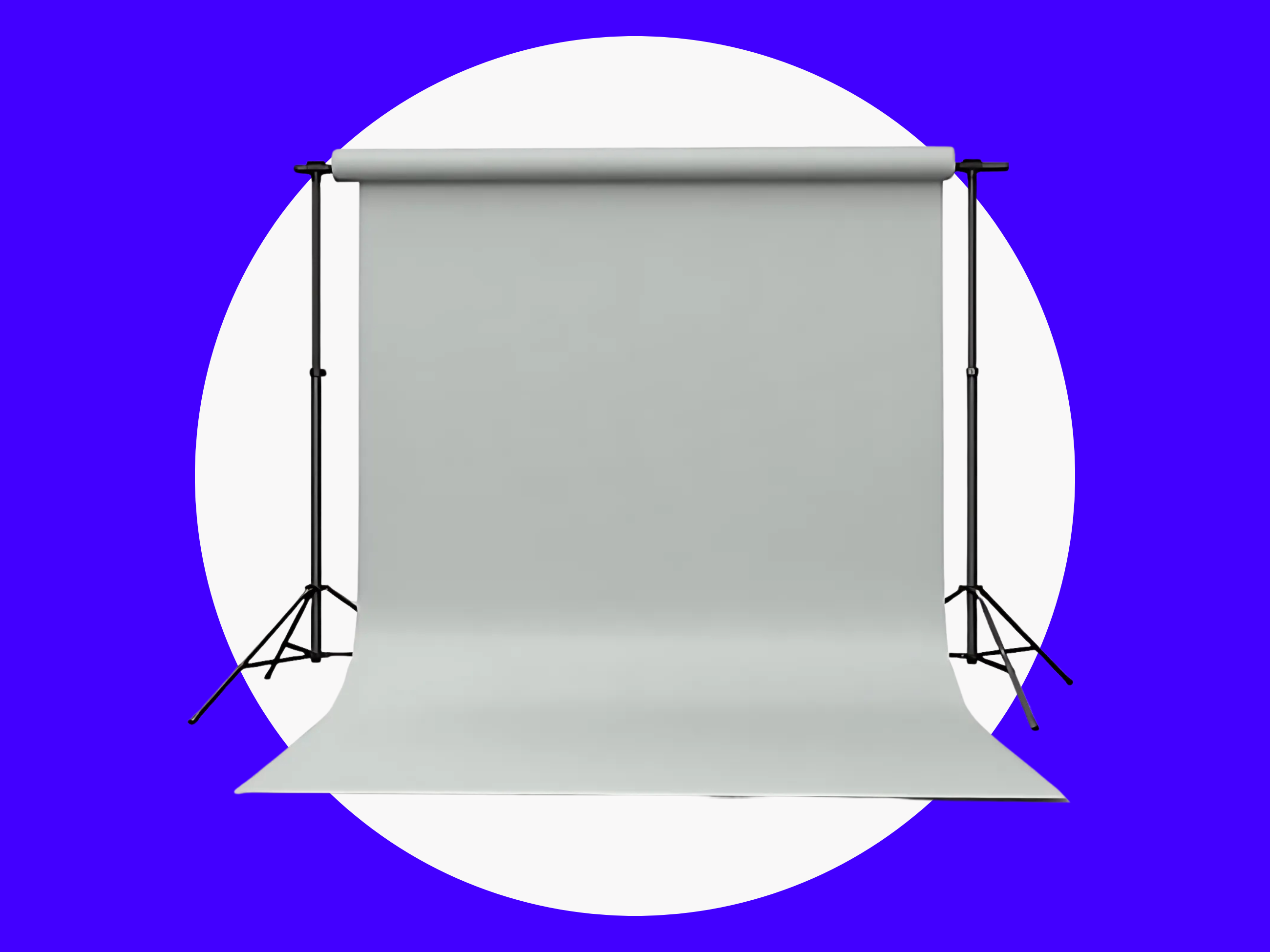 Platinum grey paper backdrop roll (1.35m x 11m) + stands