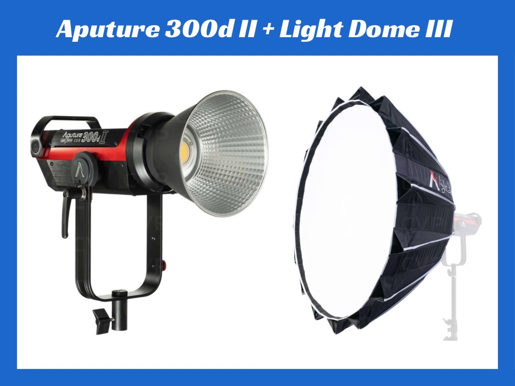 Aputure ls 300d mark ii led light + light dome iii/ mini iii