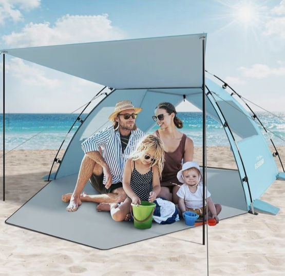 Beach tent & sun shelter with canopy – upf 50+ | family size