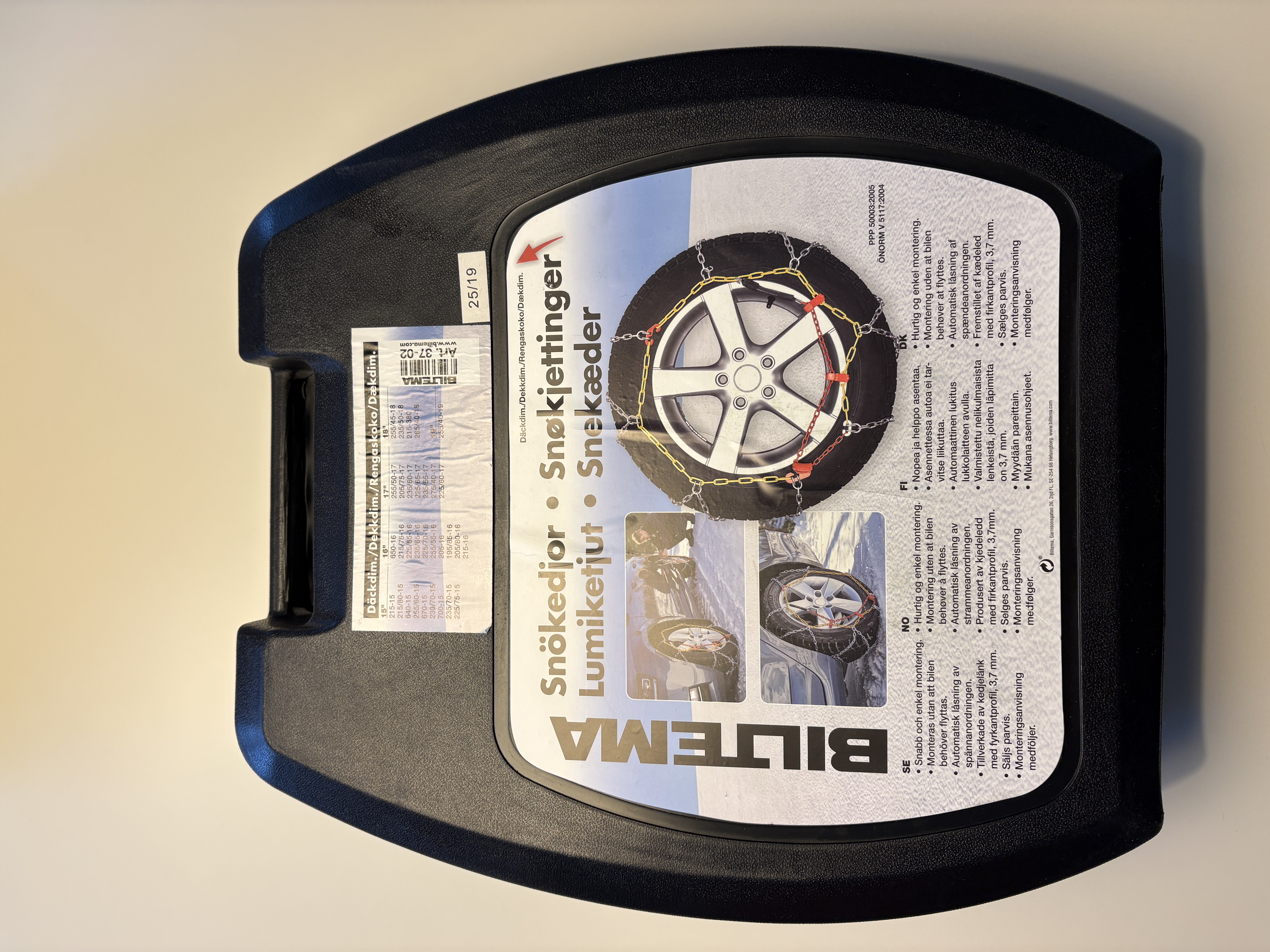 Snökedjor 15 till 19 tum