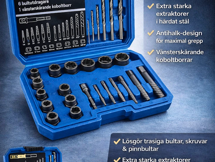26 delar avdragare för demontering trasiga / skadade mutter & bultskallar