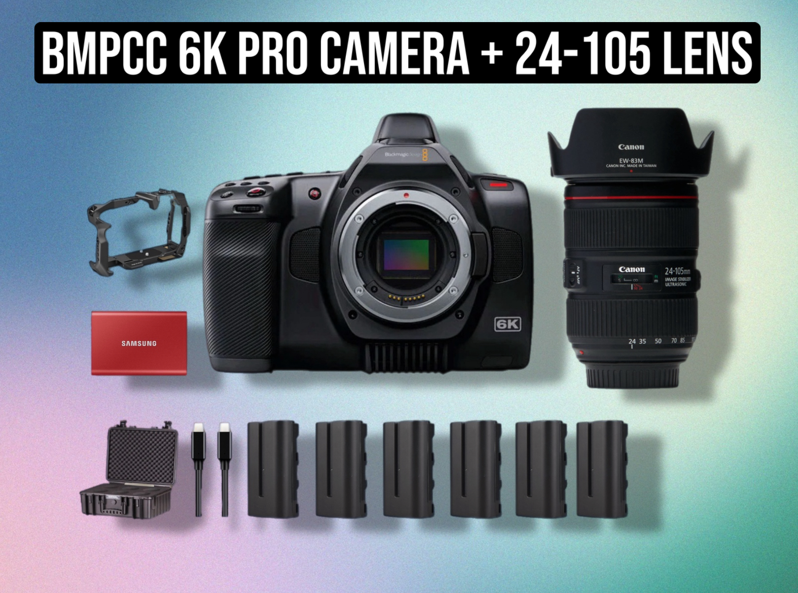 Blackmagic pocket cinema camera 6k pro + canon 24–105mm lens (like sony fx3 / canon r5c) – full cinema camera kit