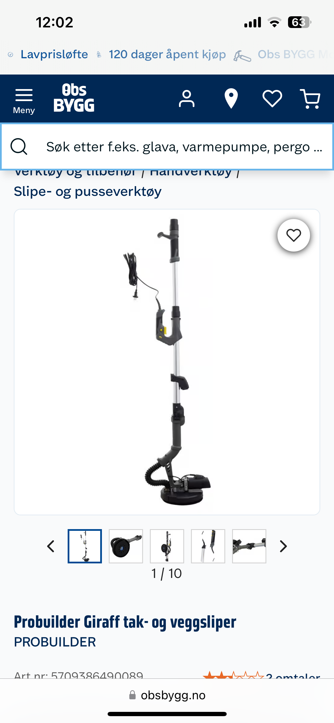 Giraff tak- og veggsliper