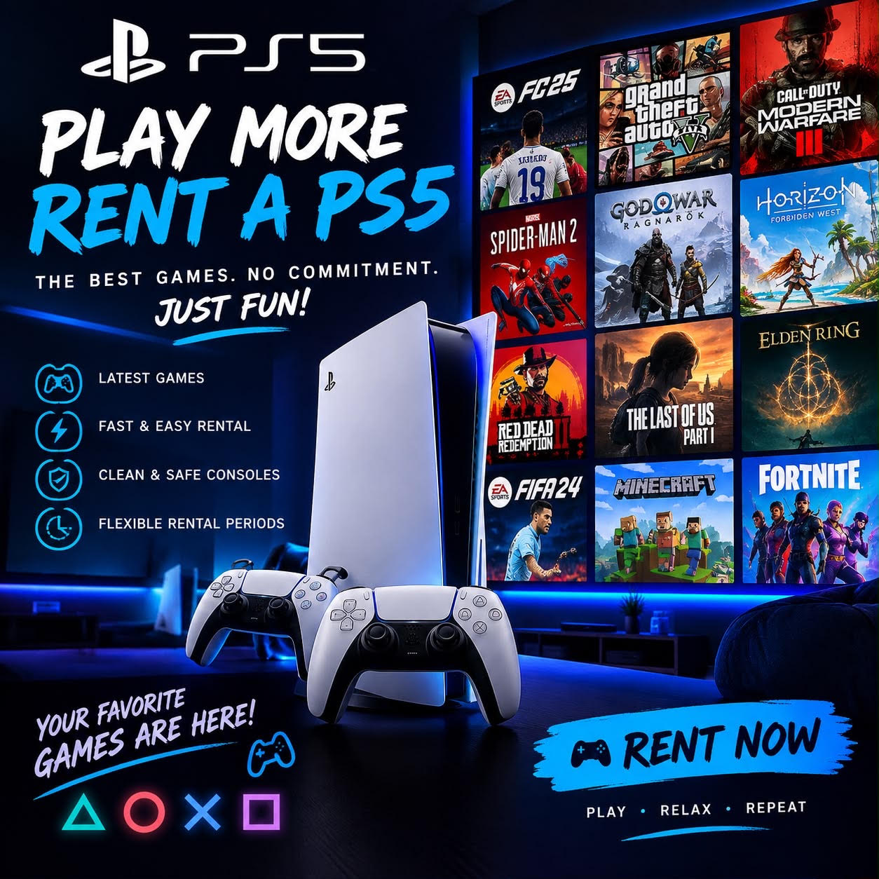 Ps5 2 controllers, many games!!!