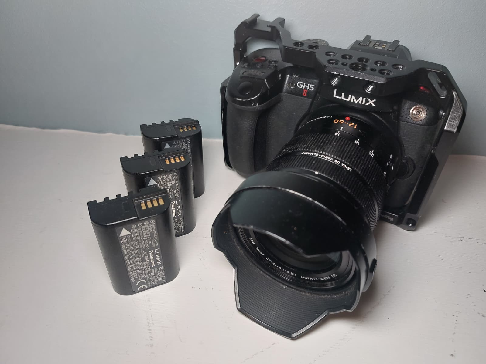 Operator with gh5ii + lenses, gimbal, tripod, drone, shotgun mic